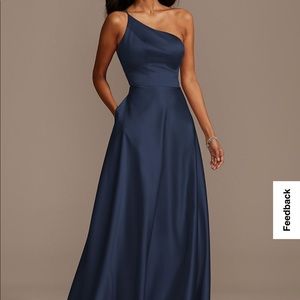 One Shoulder Satin A-Line Bridesmaid Dress